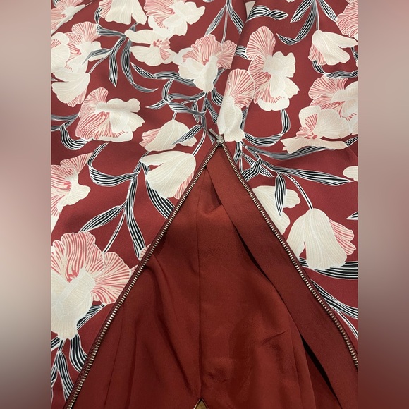 Keepsake medium sz midi floral burgundy sleeveless event classic gown dress - Picture 10 of 10